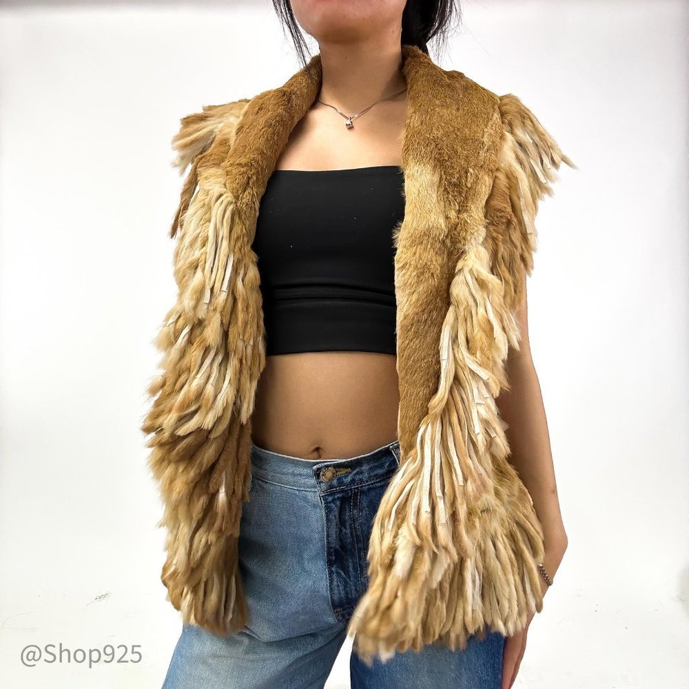 Misk Animal Pattern Tan Vest Size 40 - Picture 1 of 10